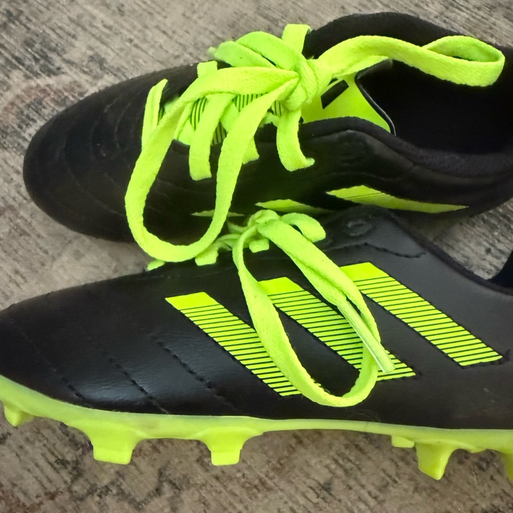 adidas Kids Black and Neon Yellow Soccer Cleats